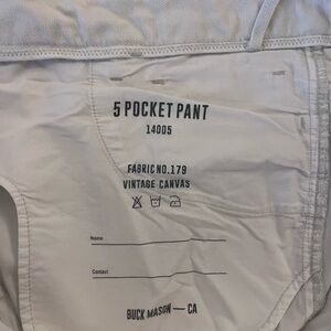 Buck Mason White 5 pocket pants 32x31